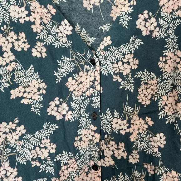 LOFT Blue Floral Button Dress Size 2 - Picture 4 of 9